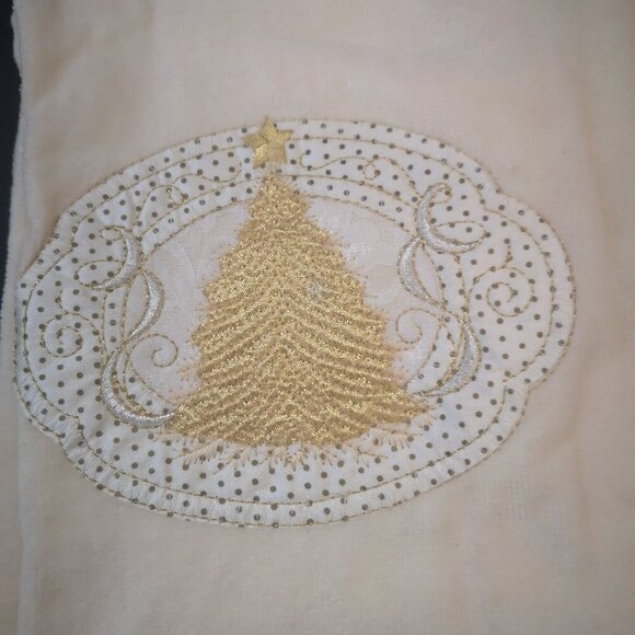 Elco Set of Christmas Themed Towel & Hand Towel Beige with Gold Christmas Tree - Picture 3 of 4